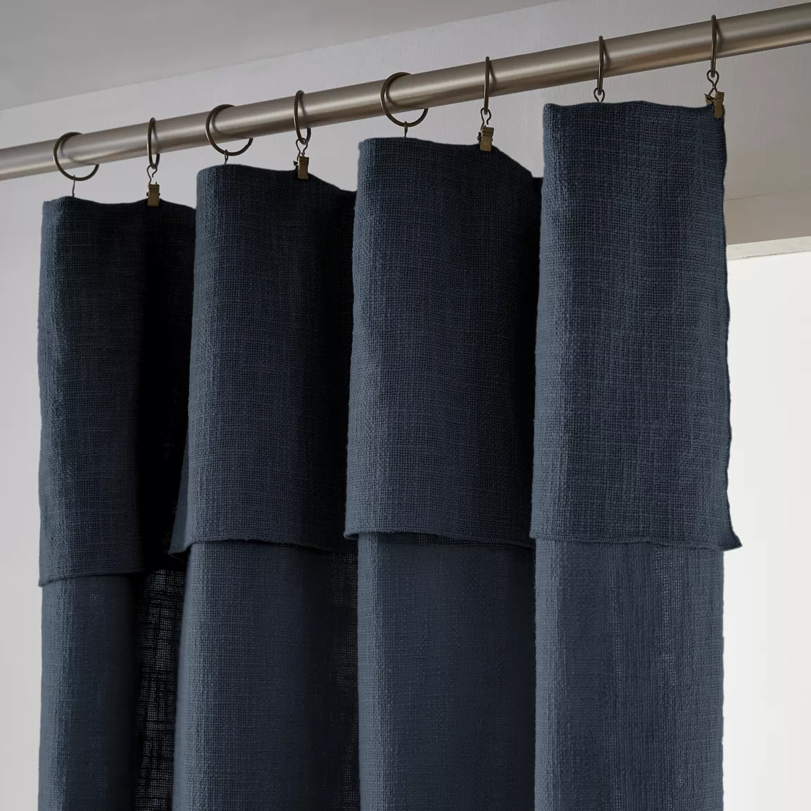 Rideau coton ajustable (140 x max 270 cm) Sixtine Bleu nuit