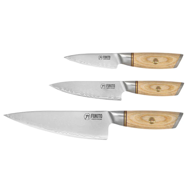 Coffret 3 couteaux de cuisine Fukito Pakka San Mai Fukito