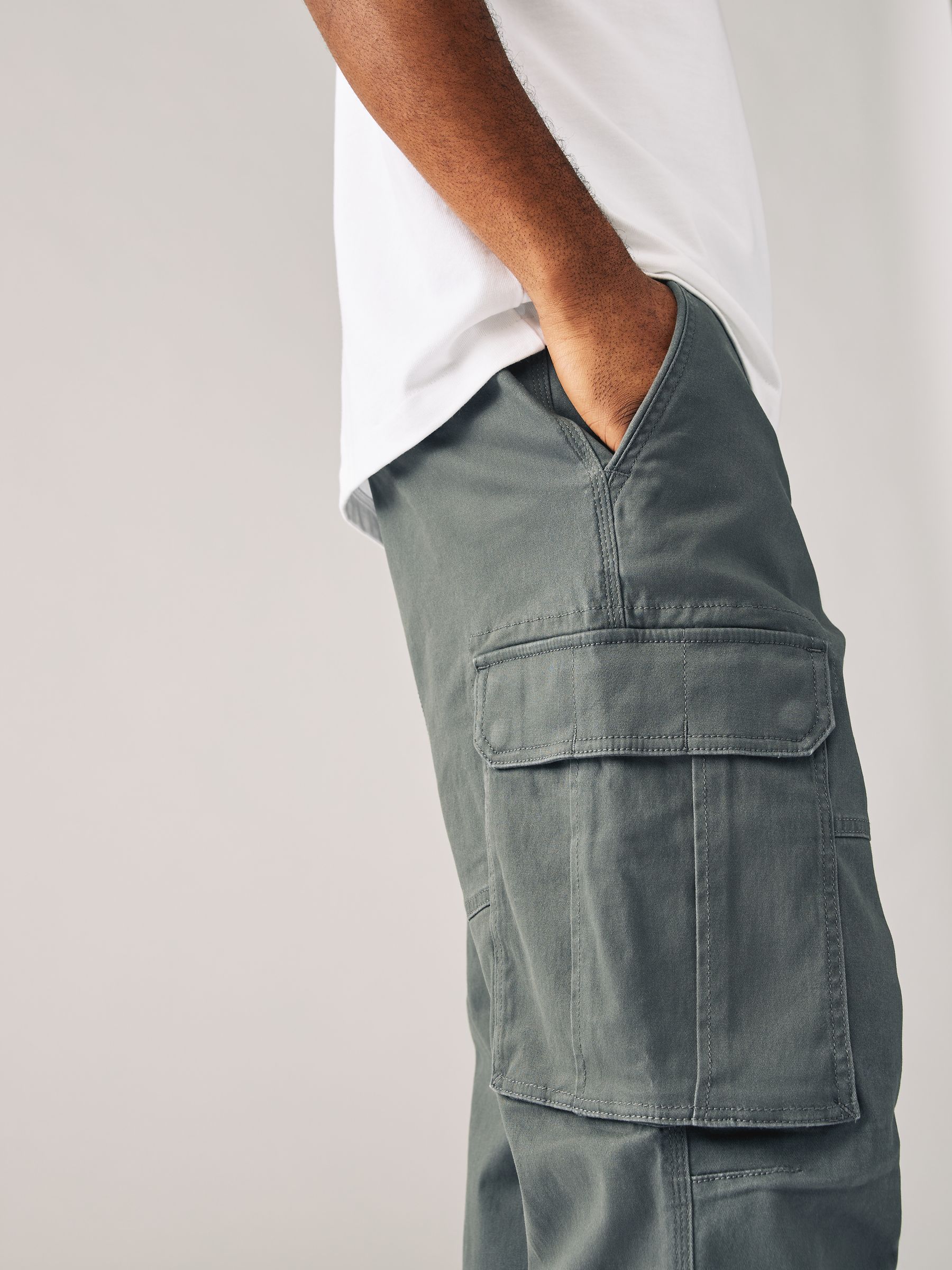 Antracietgrijs - Relaxed fit - Katoenen cargostretchbroek