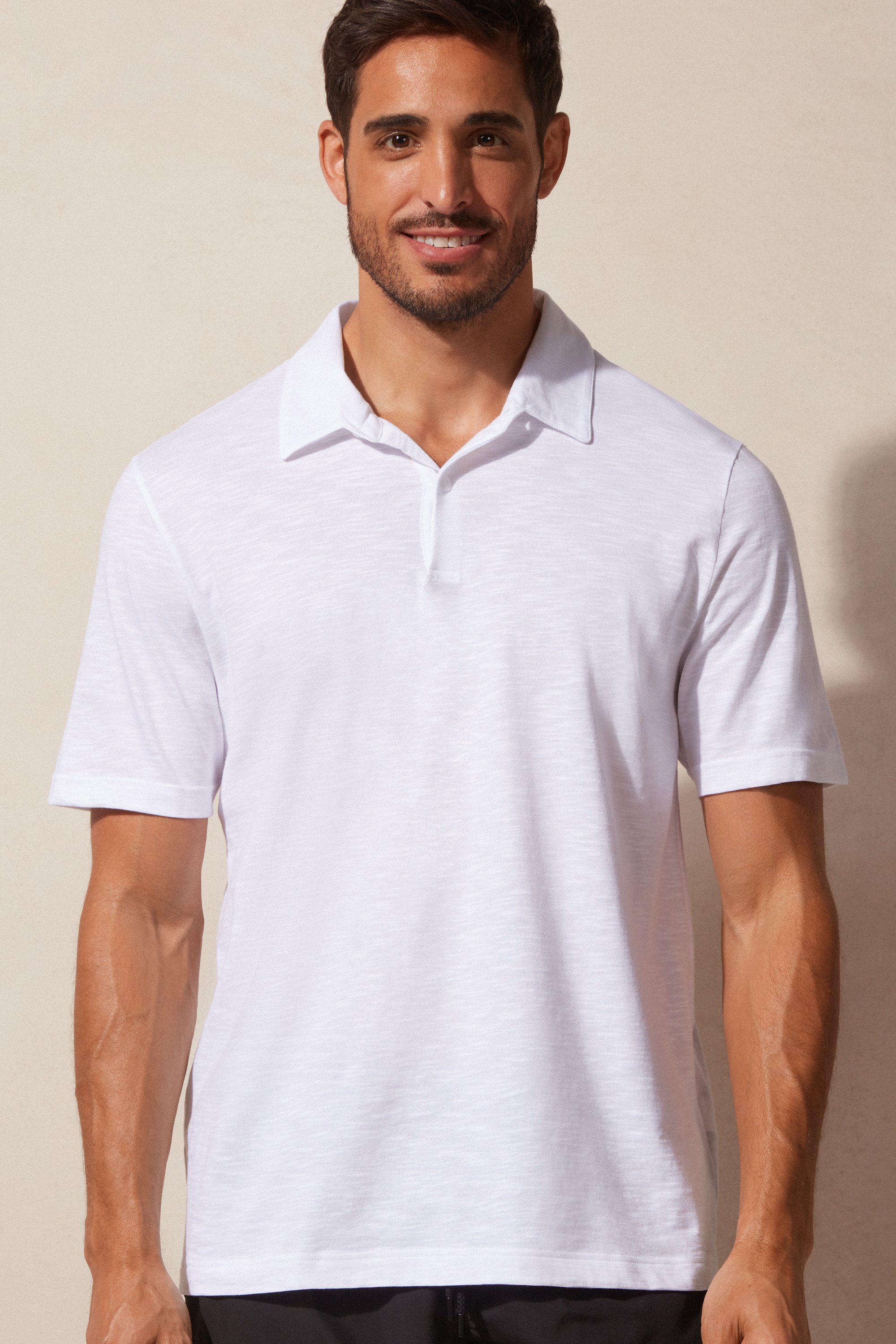 Camisa polo de manga curta em algodão mesclado