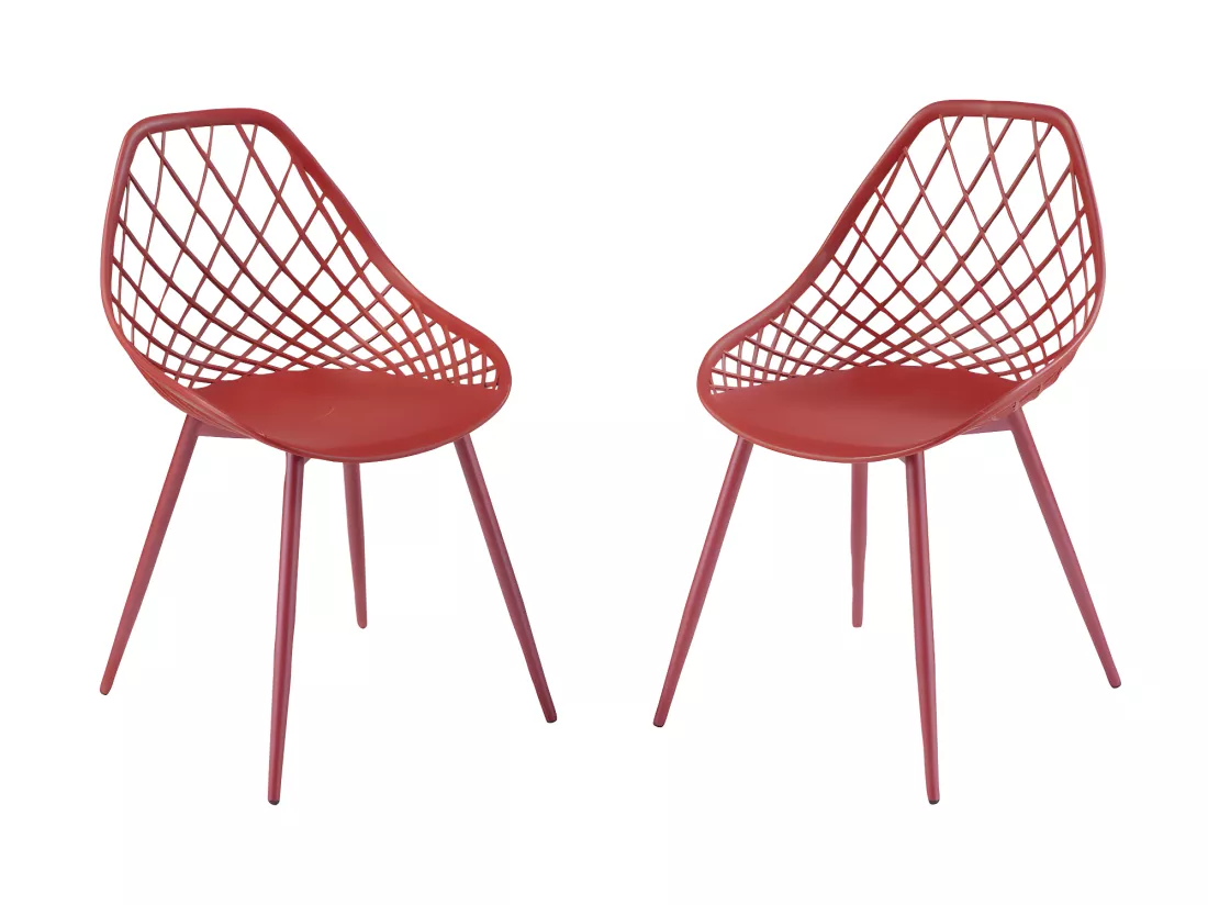 Lot de 2 chaises de jardin en polypropylène avec pieds en métal - Terracotta - MALAGA de MYLIA
