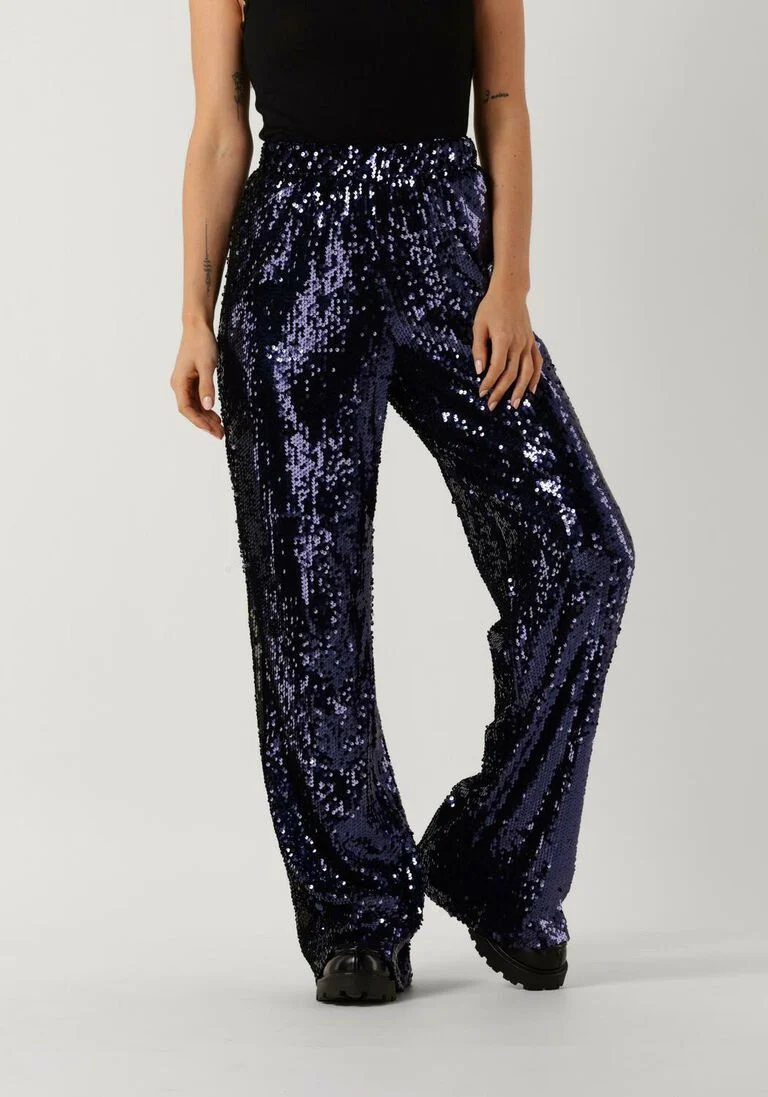COLOURFUL REBEL blauwe colourful rebel pantalon emy sequins flare pants