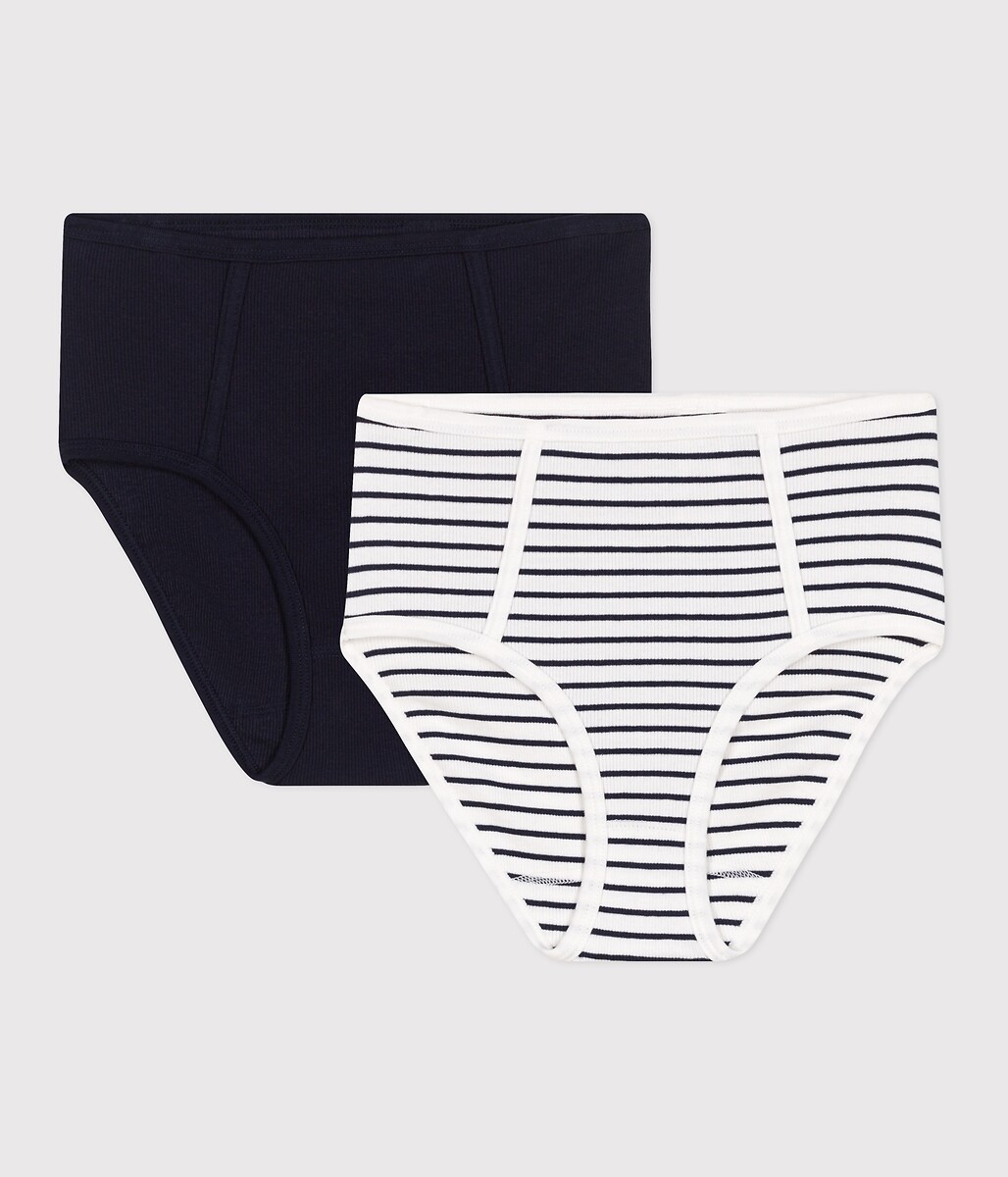 PETIT BATEAU<br>Conjunto de 2 calcinhas de algodão de cintura alta