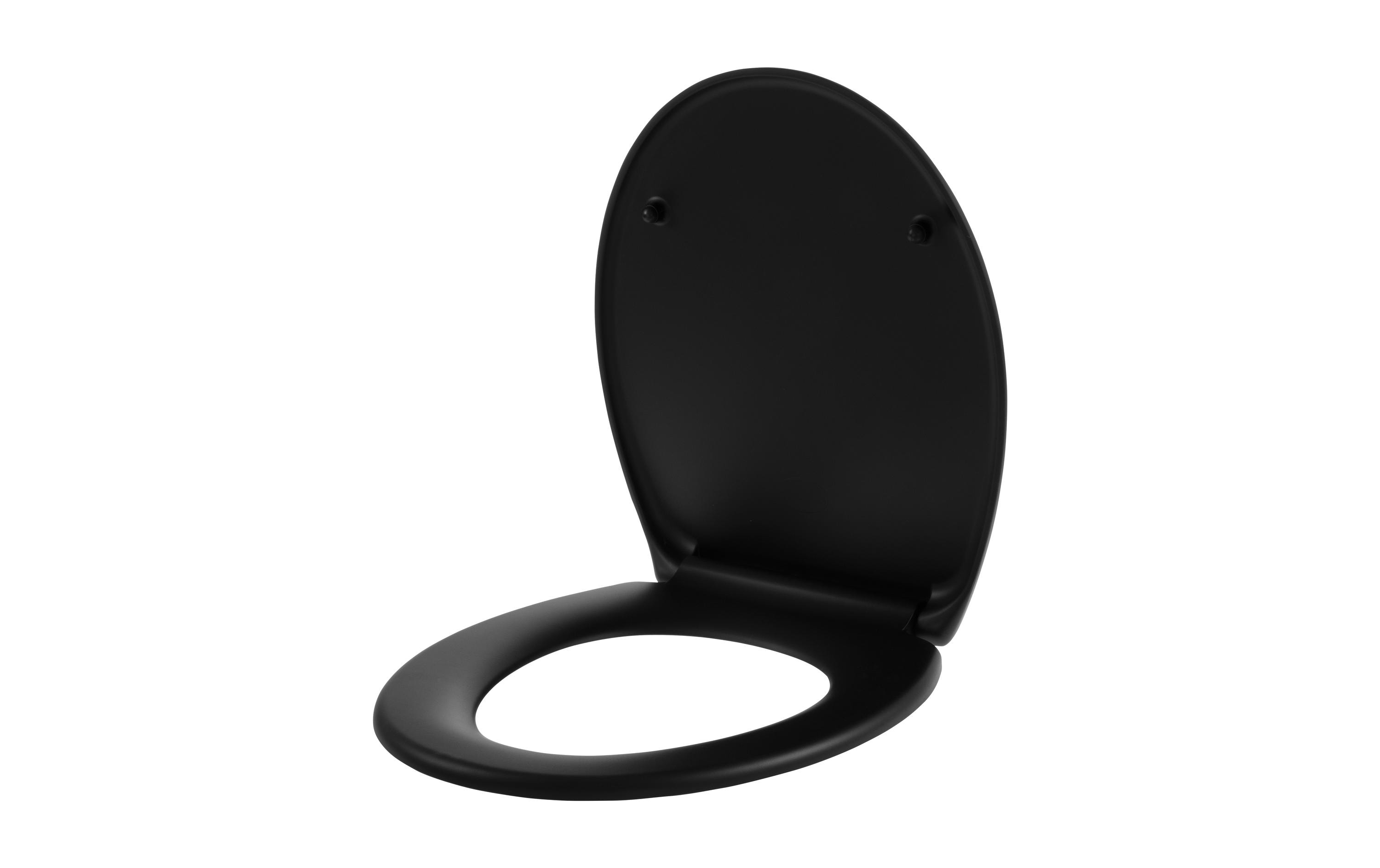 Toilettensitz Duroplast mit Absenkautomatik Schwarz mattWC-Sitz aus Kunststoff mit universeller Passform