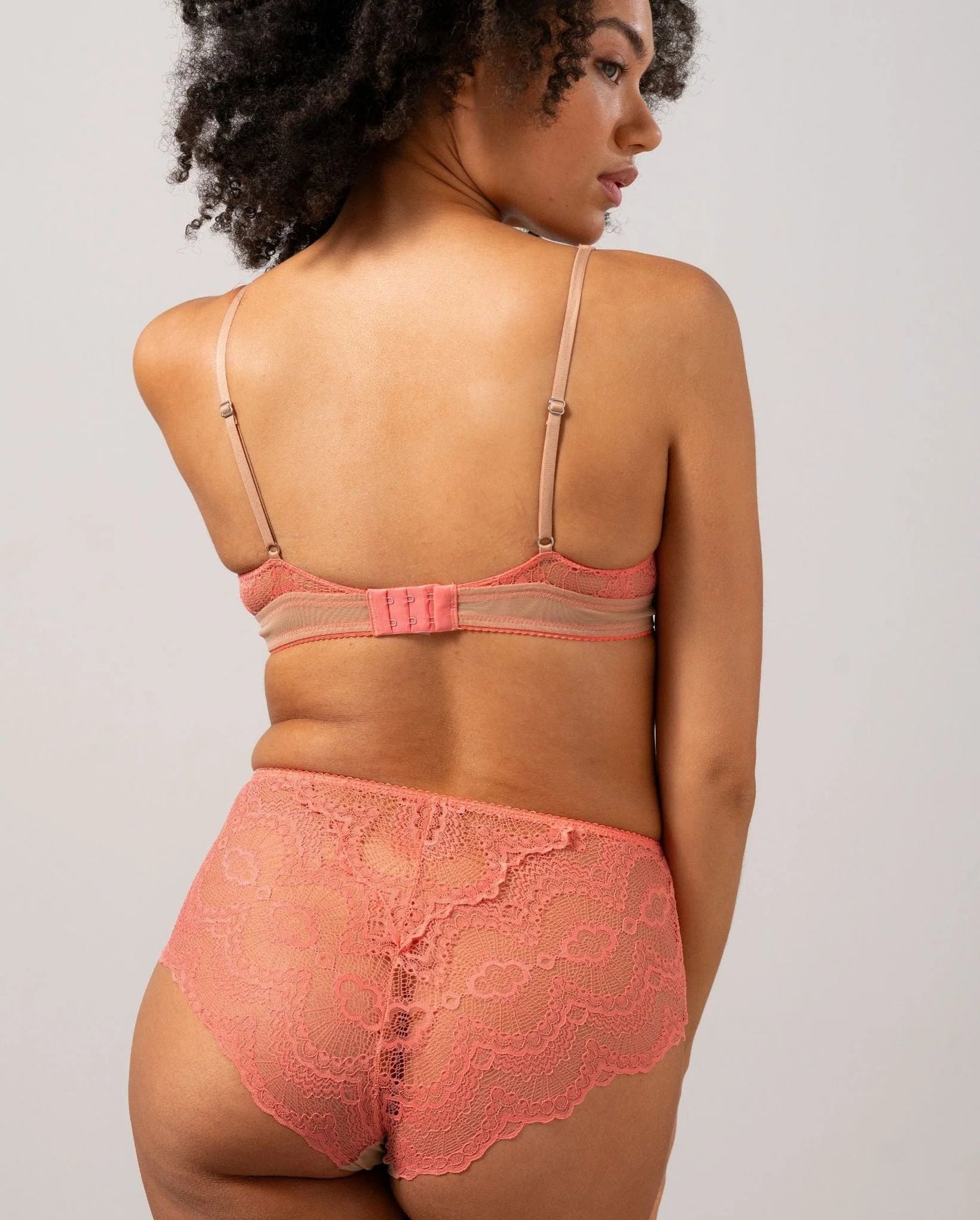 Understatement Underwear Lace Mesh Highwaist Briefs coral sand