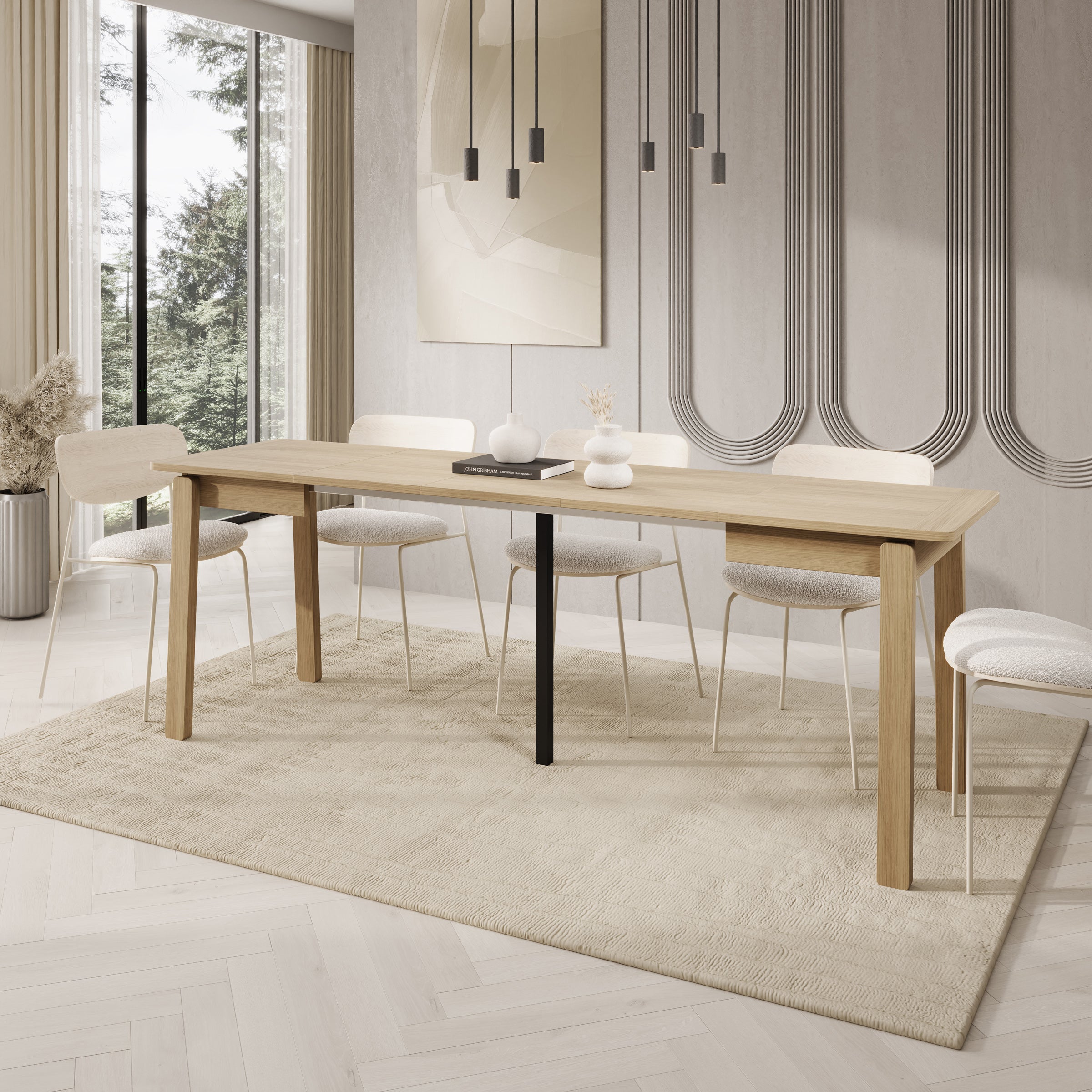 Portino - Eetkamertafel - Licht eiken - 104-224x60x77 cm
