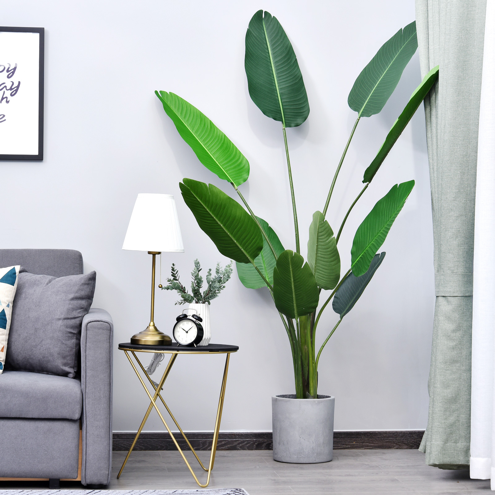 Palmeira artificial Outsunny, planta decorativa realista com vaso, 10 folhas, Ф18x180cm, para uso interno e externo. Não requer instalação.