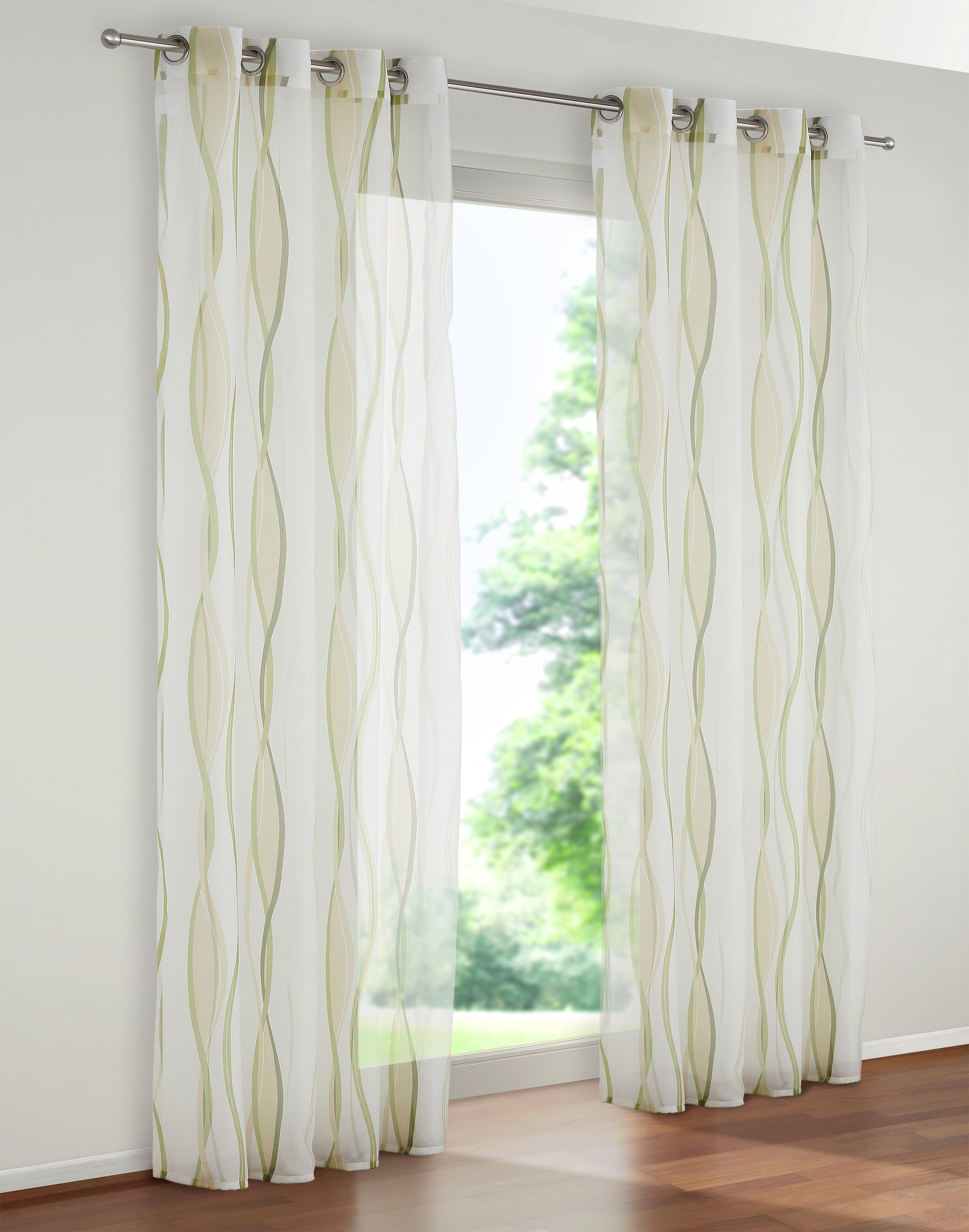 my home Gardine »Dimona« Ösen 2 Stk. tlg. 2-er Set, transparent, Voile, Polyester, Wellen