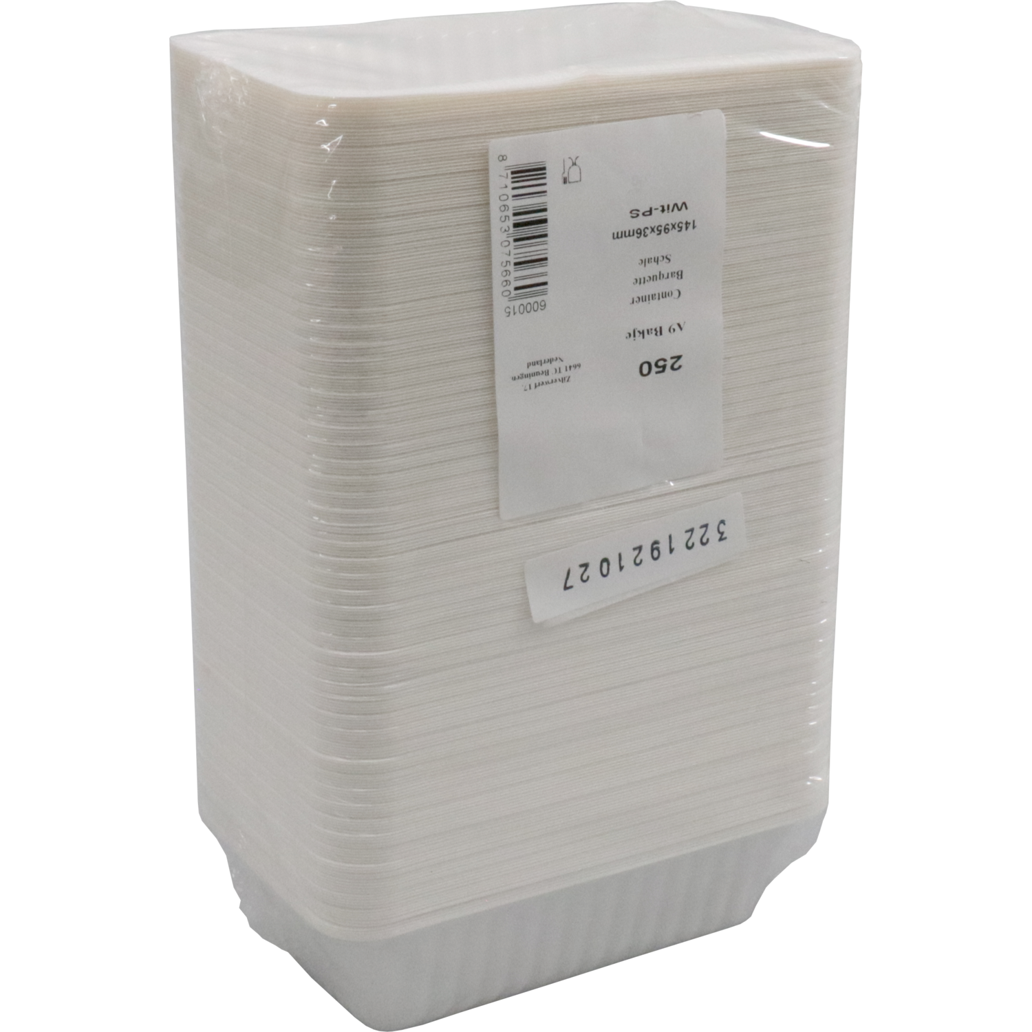 Bak, PS, A9, snackbak, 145x95x36mm, wit