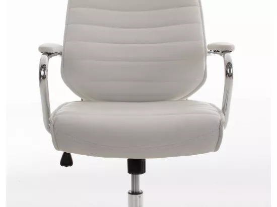 Chaise de bureau - Similicuir & Métal chromé - Blanc - Rako