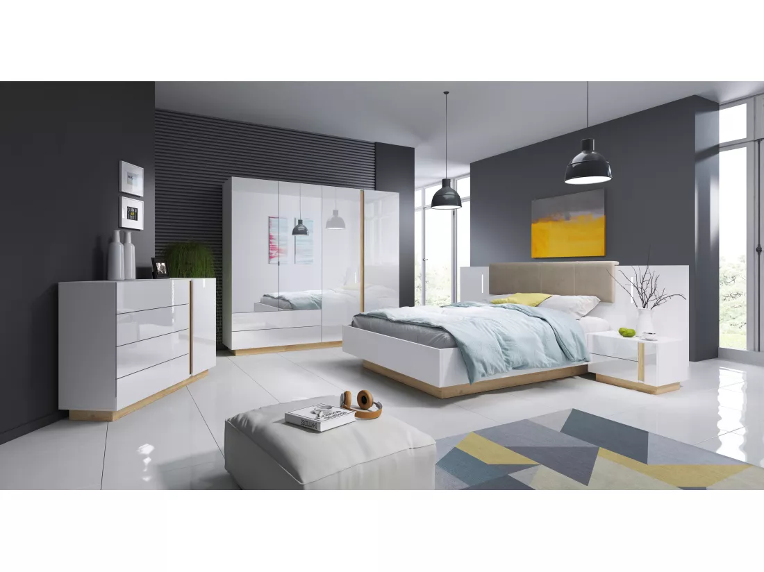 Armoire à portes battantes ARCO LED 220x54x203 Blanc