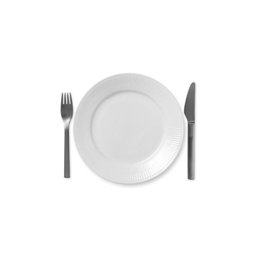Royal Copenhagen Hvid Riflet Frokosttallerken, Hvid, Ø22 cm