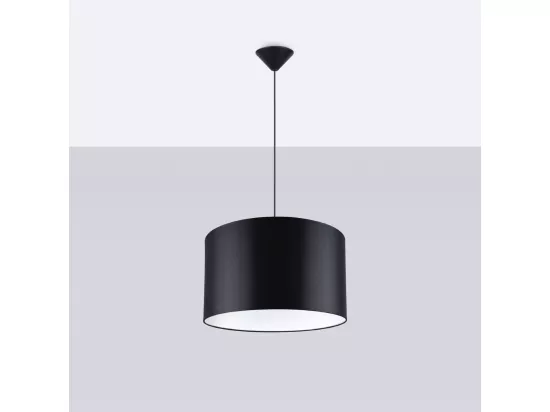 Lampes suspendues Nova minimaliste en tissu/PVC - 1 sources lumineuses - L.40 x H.88 cm - noir