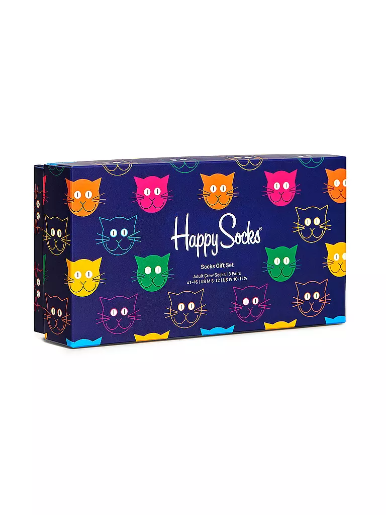 HAPPY SOCKS Damen Geschenkset Socken MIXED CAT 3er Pkg 36-40 navy dunkelblau
