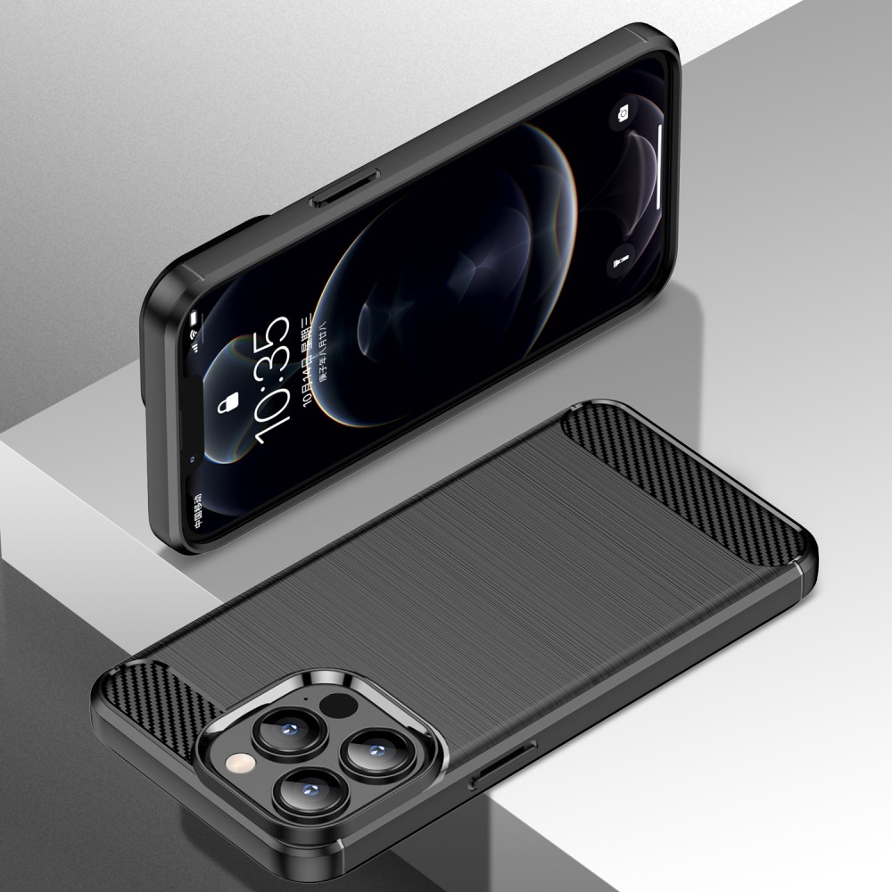 iPhone 13 Pro Gummi Case Schutzhülle Carbon Look - Schwarz