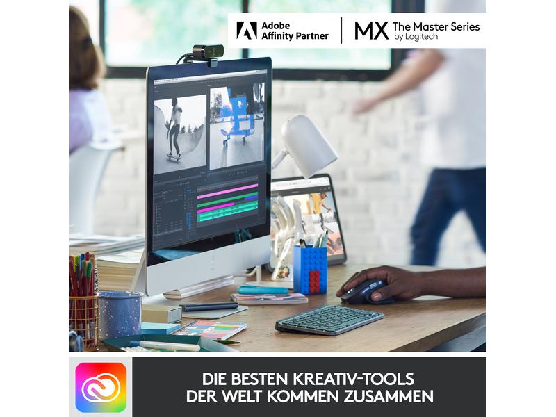 Logitech Tastatur MX Keys Mini Graphite CH-Layout Minimalistische kabellose Tastatur mit Tastenbeleuchtung