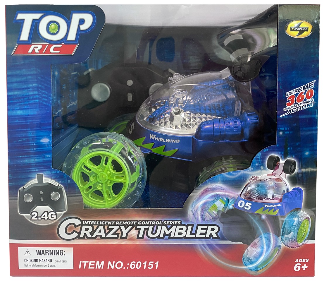 Crazy Tumbler - Stunt Bil m. Lys - Fjernstyret bil 2,4GHz - Blå