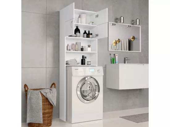 Meuble de machine à laver Blanc 64x25,5x190cm Bois d'ingénierie