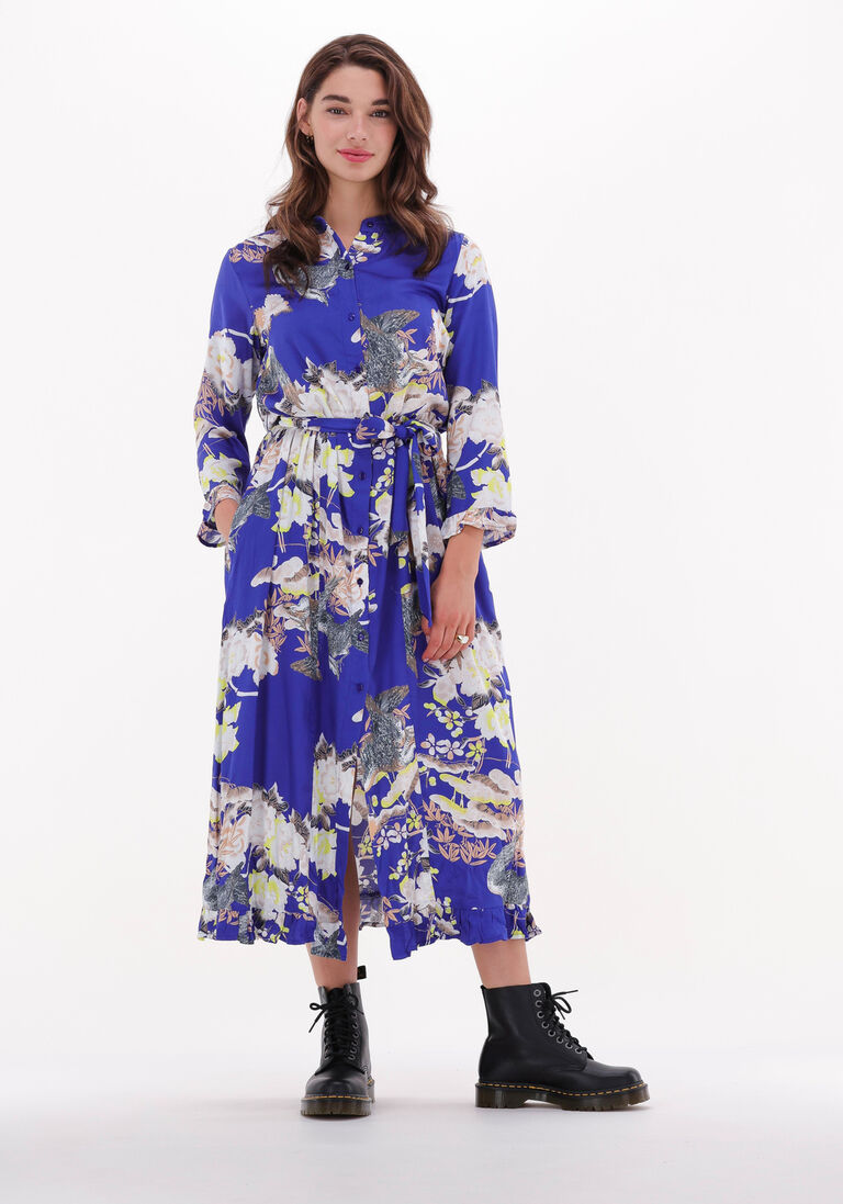 LOLLYS LAUNDRY blauwe lollys laundry midi jurk harper dress