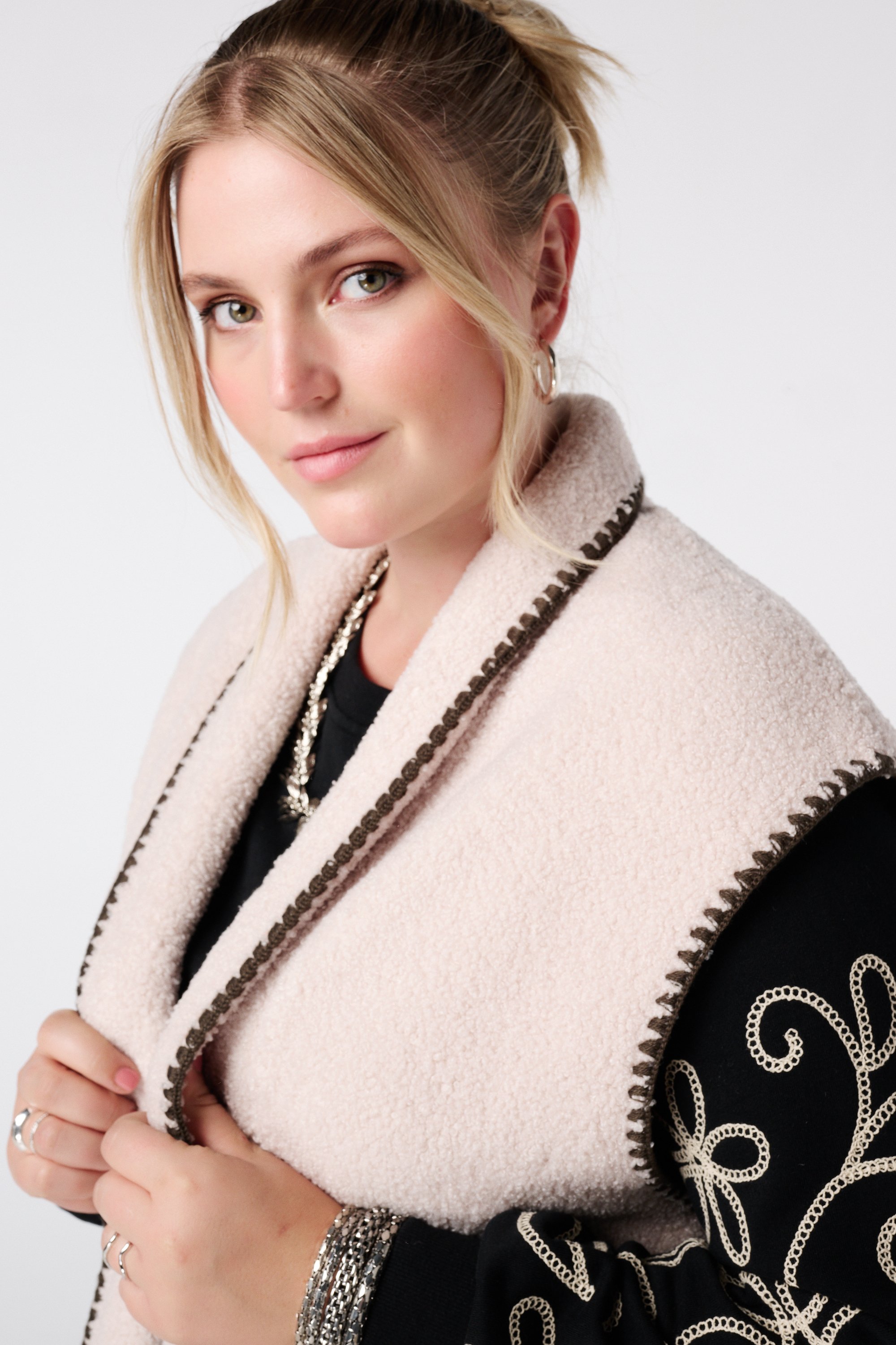 Teddy gilet met sierstiksels Kit