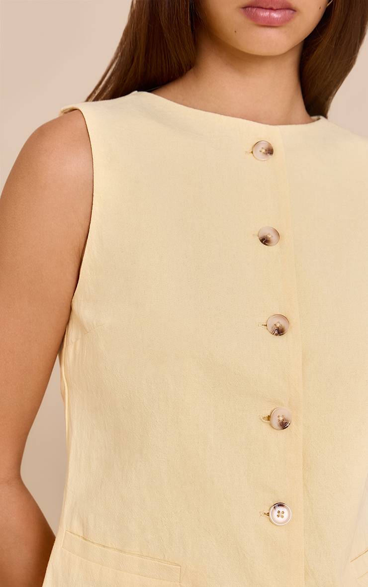 Butter Yellow Gilet Tailleur Aspect Lin
