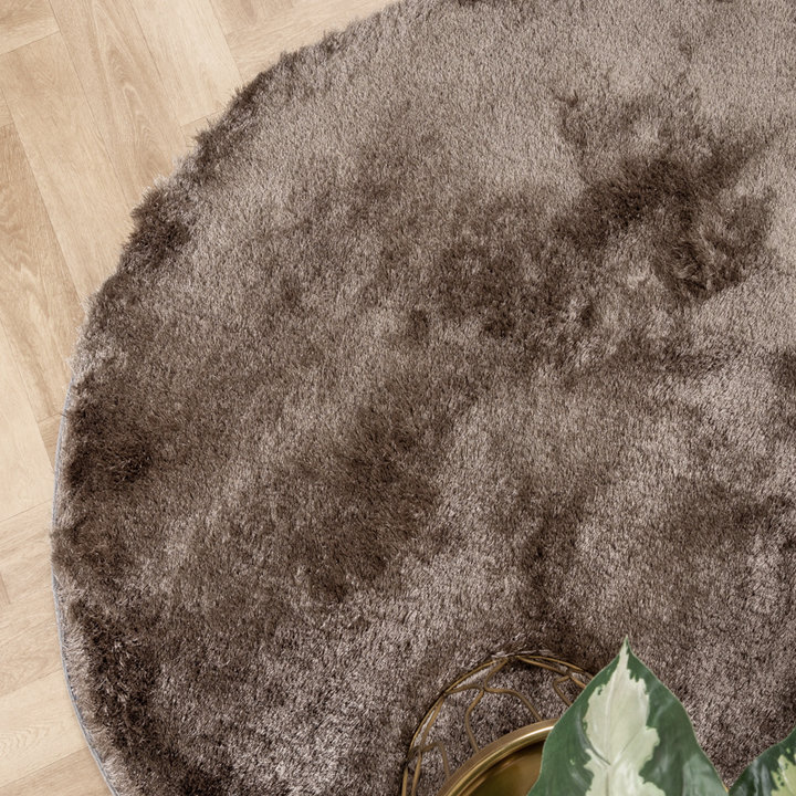 Rond hoogpolig vloerkleed - Glorious Zilver/Grijs | Luxe