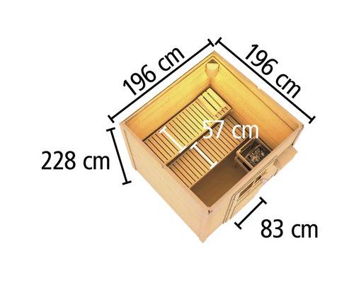 Karibu Talos 2 saunacabine zonder oven, houten deur en isolatieglas, terragrijs