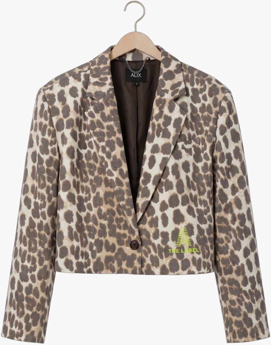 multi alix the label blazer ladies woven animal cropped blazer