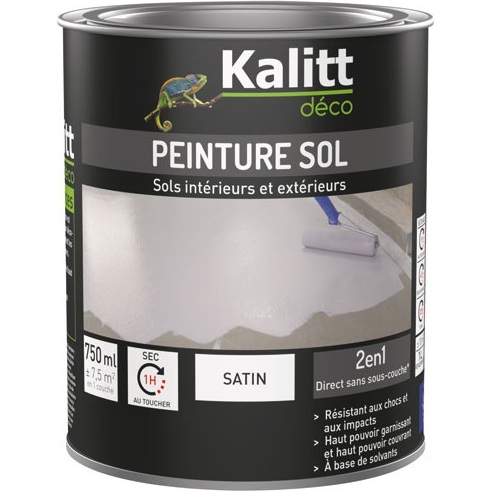 Peinture sol 2 en 1 Satin 0.75 L - Blanc Pur