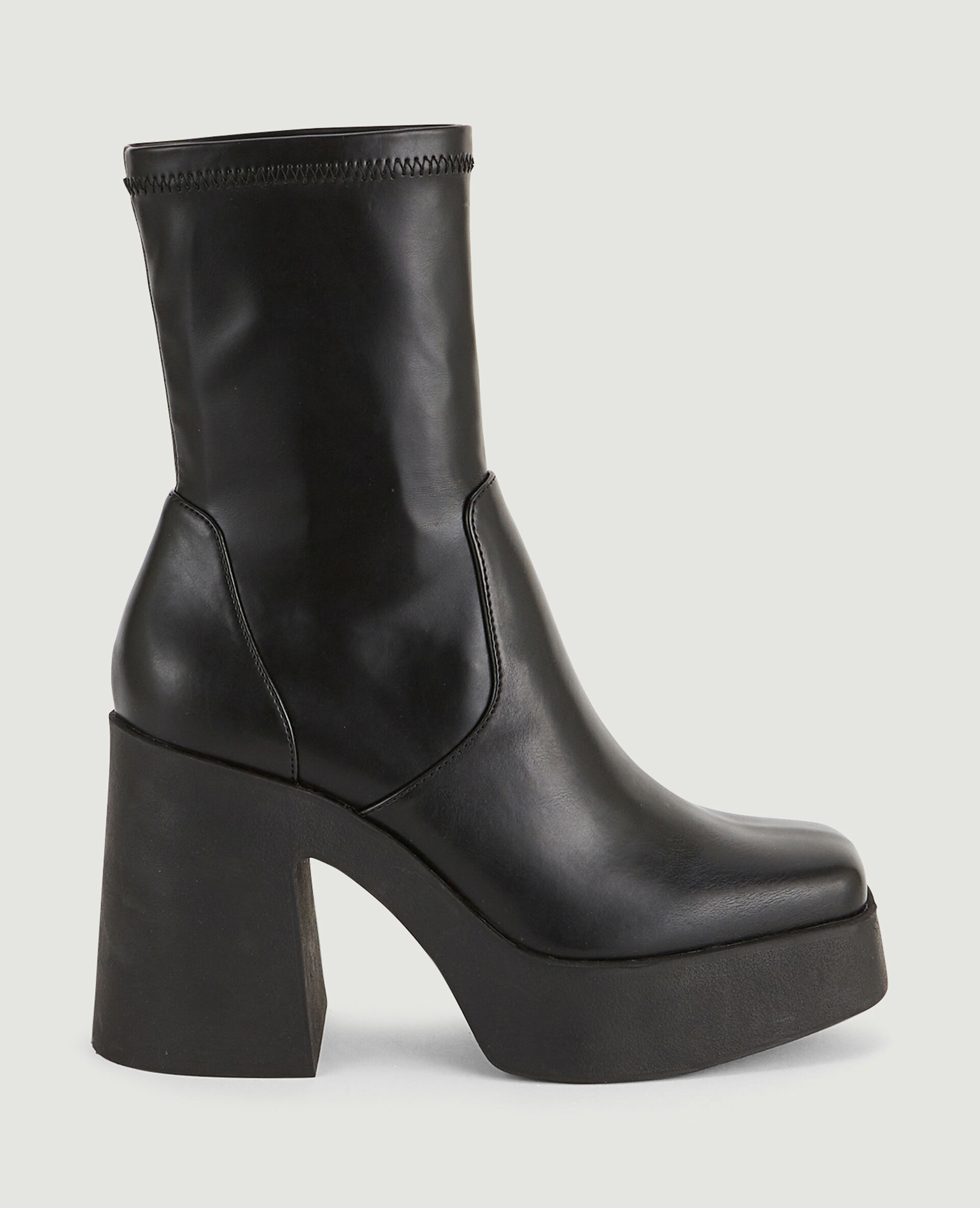 Boots plateforme à talon bouts carrés - Noir