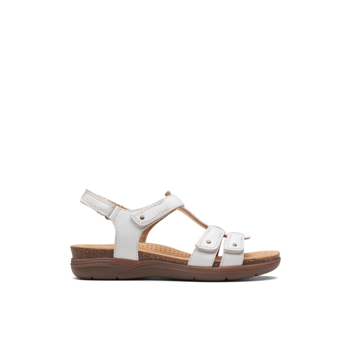 CLARKS-April_cove-Strappy Wedge Sandals - Flat Heel - Blanc
