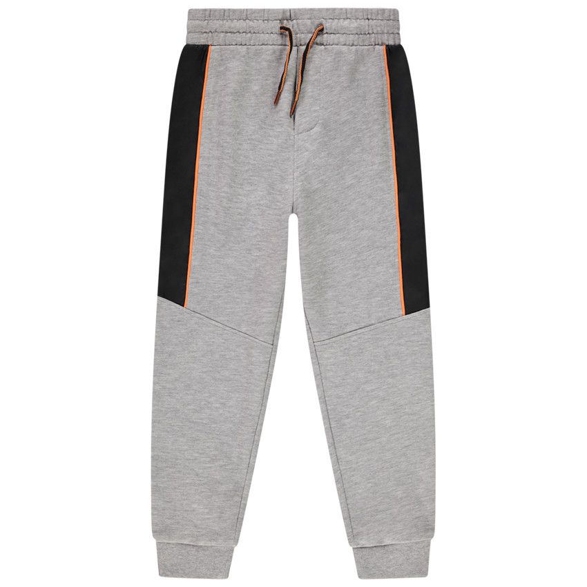 Jogging molleton à empiècements contrastés pour garçon - Gris chiné