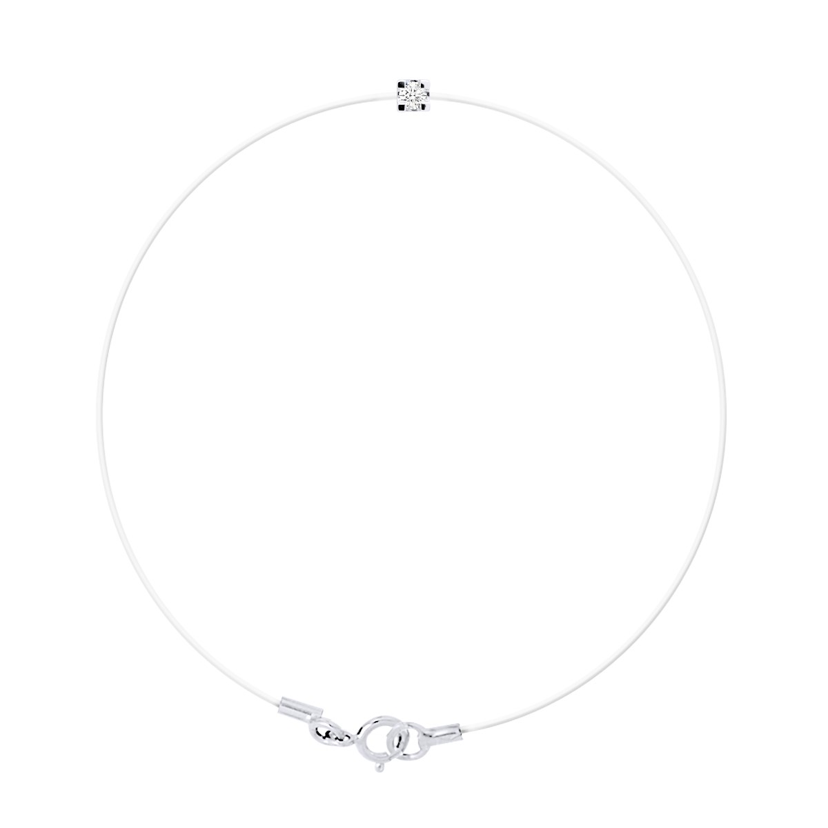 Bracelet Solitaire Diamant 0,050 Cts Nylon Transparent Argent 925