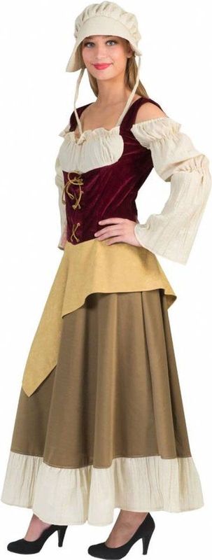Carnaval Jurk - Rood - Polyester - Inclusief Hoofdkapje