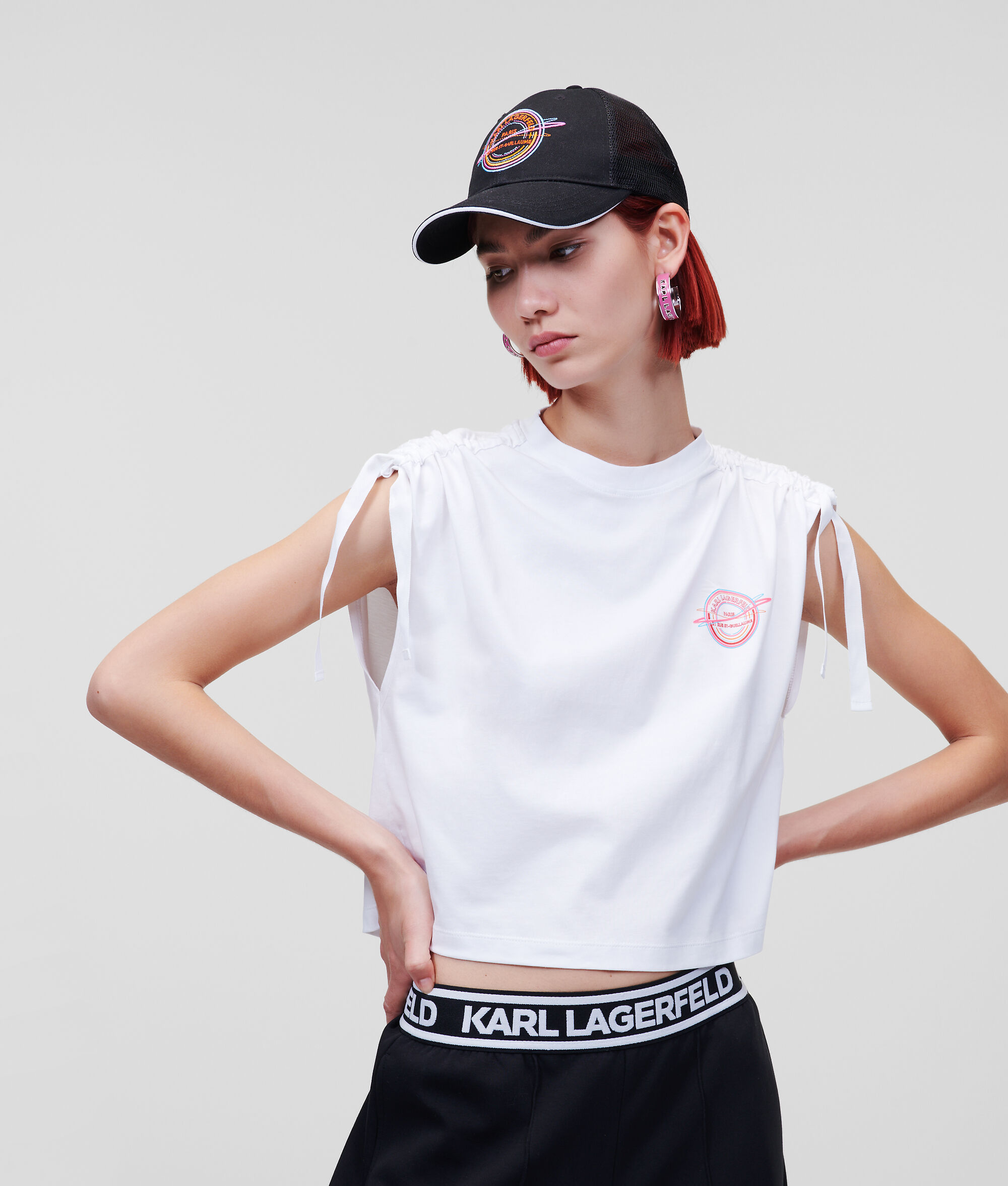 T-SHIRT CROPPED AVEC GALON À LOGO RUE ST-GUILLAUME
