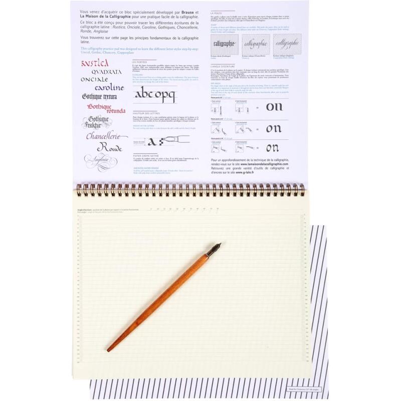Bloc de calligraphie d'apprentissage A3, FRANCAIS/ANGLAIS - crème