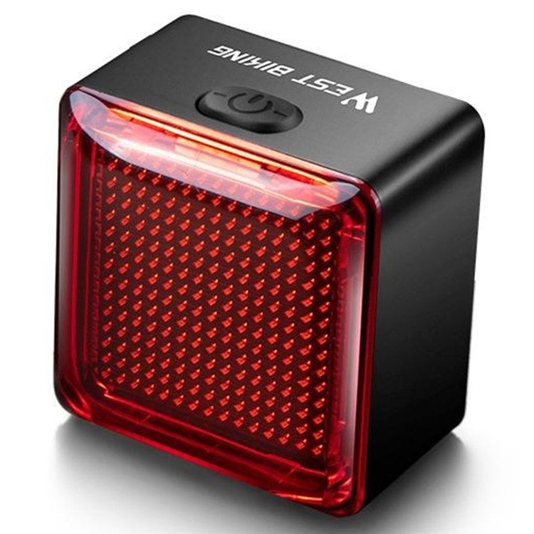 1100mAh Wiederaufladbares USB Fahrrad Rücklicht Velo LED Bremssensor mit Personalisierbarem Muster (IP55) - Schwarz