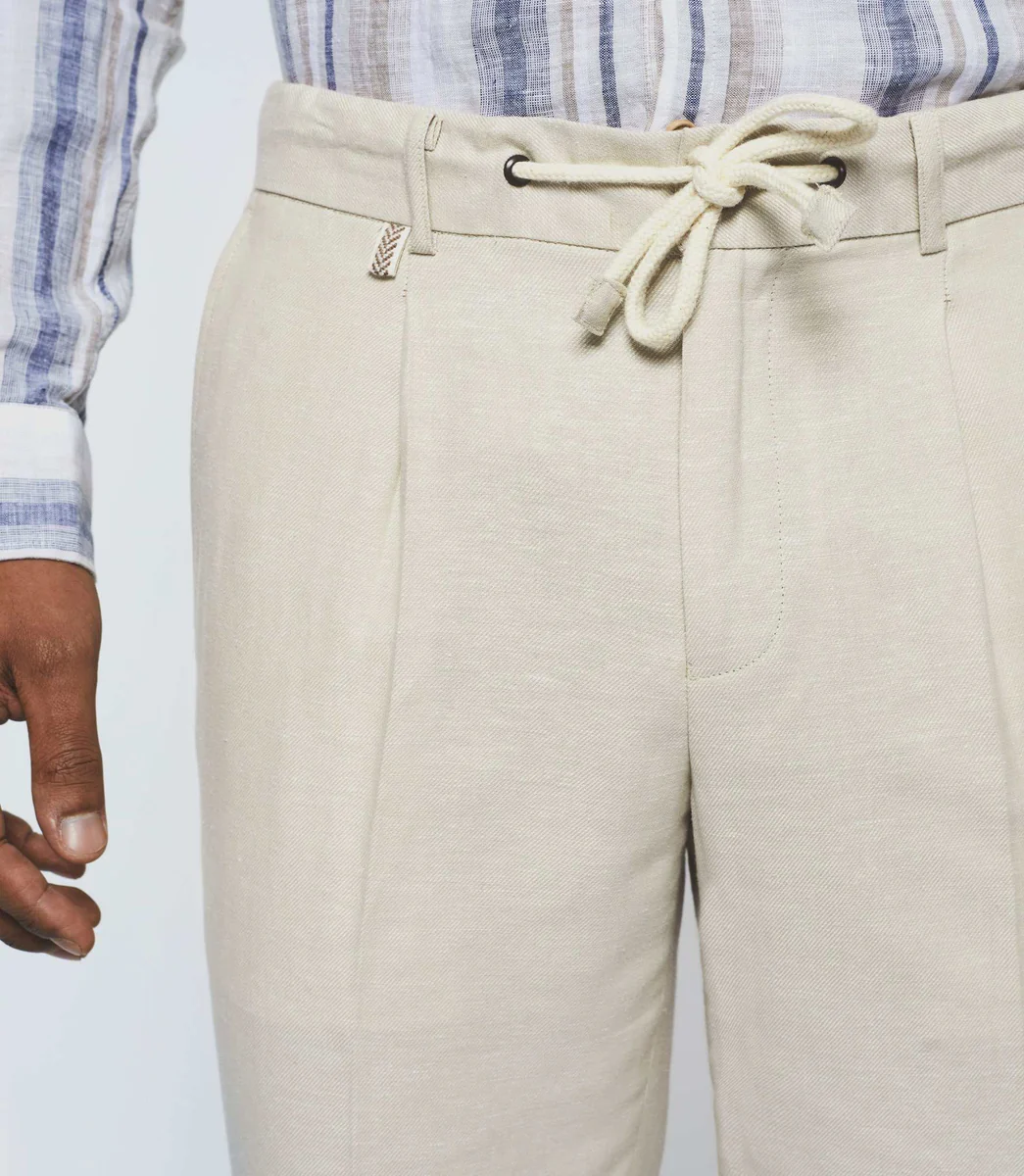 Pantalon ville en lin beige 