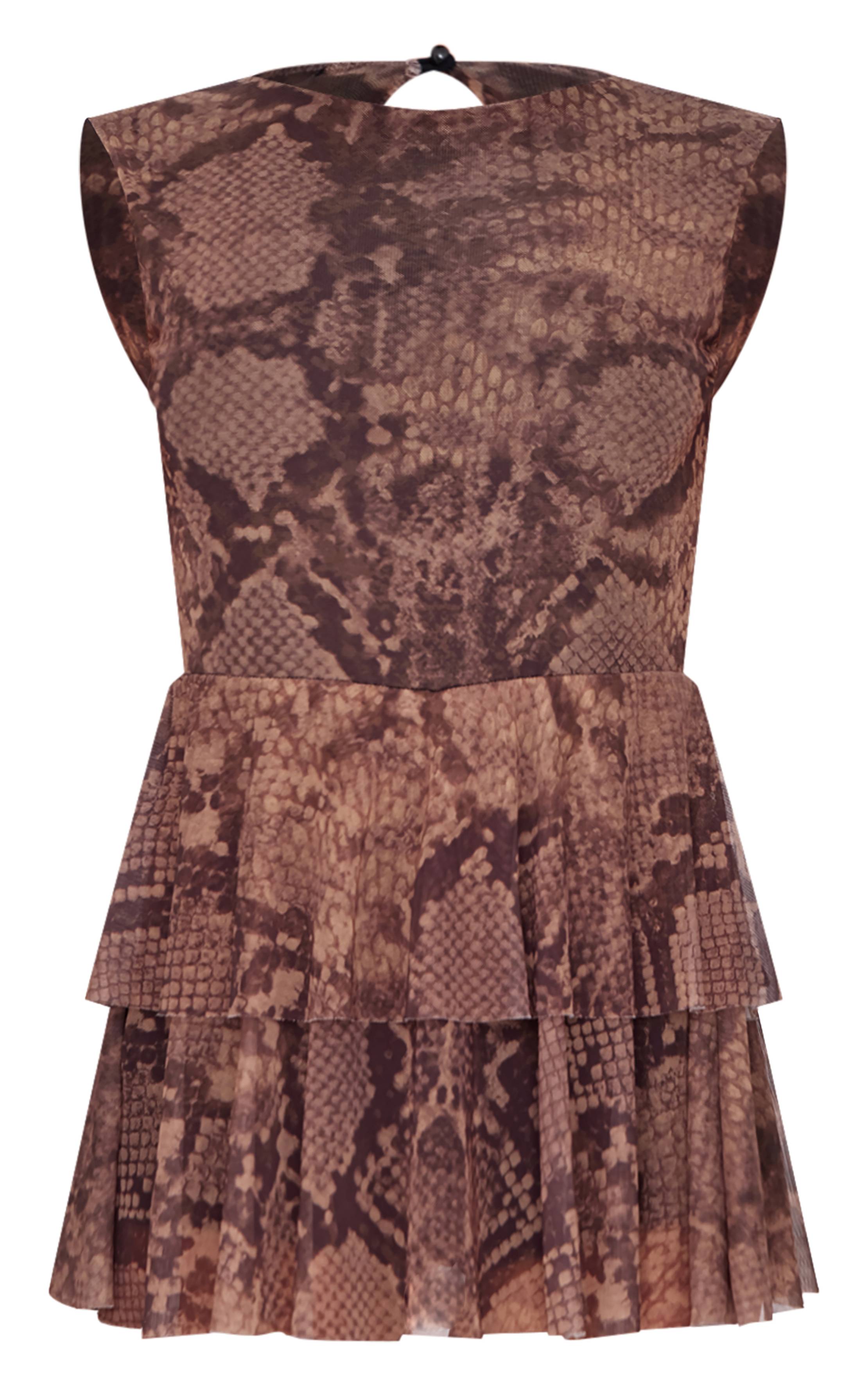 Brown Snake Combi-short Jupe-short À Volants En Maille Motif Vache