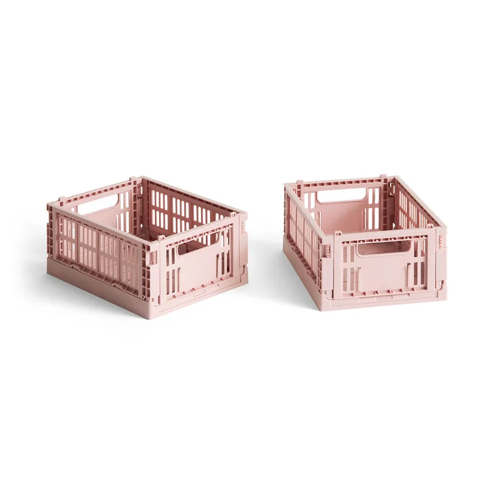 HAY - Colour Crate Korb Mini, 17 x 13 cm, blush, recycled (2er-Set)