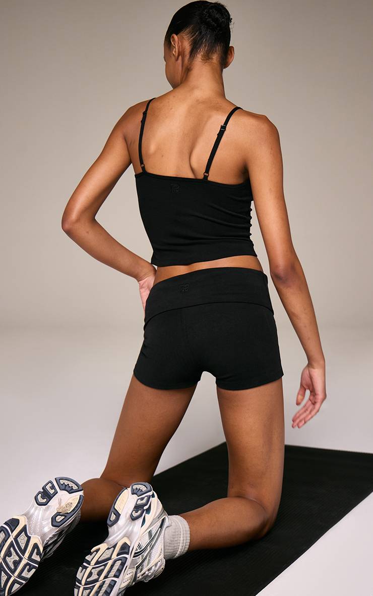 Noir Short Taille Pliable En Coton Doux
