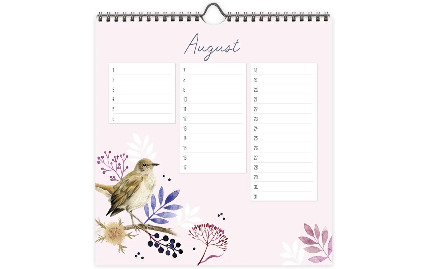 Geburtstagskalender Blätterrauschen 20 x 20.5 x 0.7 cmIllustrierter Kalender für die Eintragung von Geburtstagen