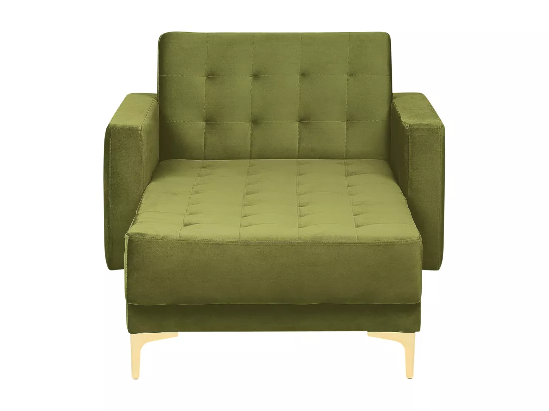 Chaise longue en velours vert ABERDEEN