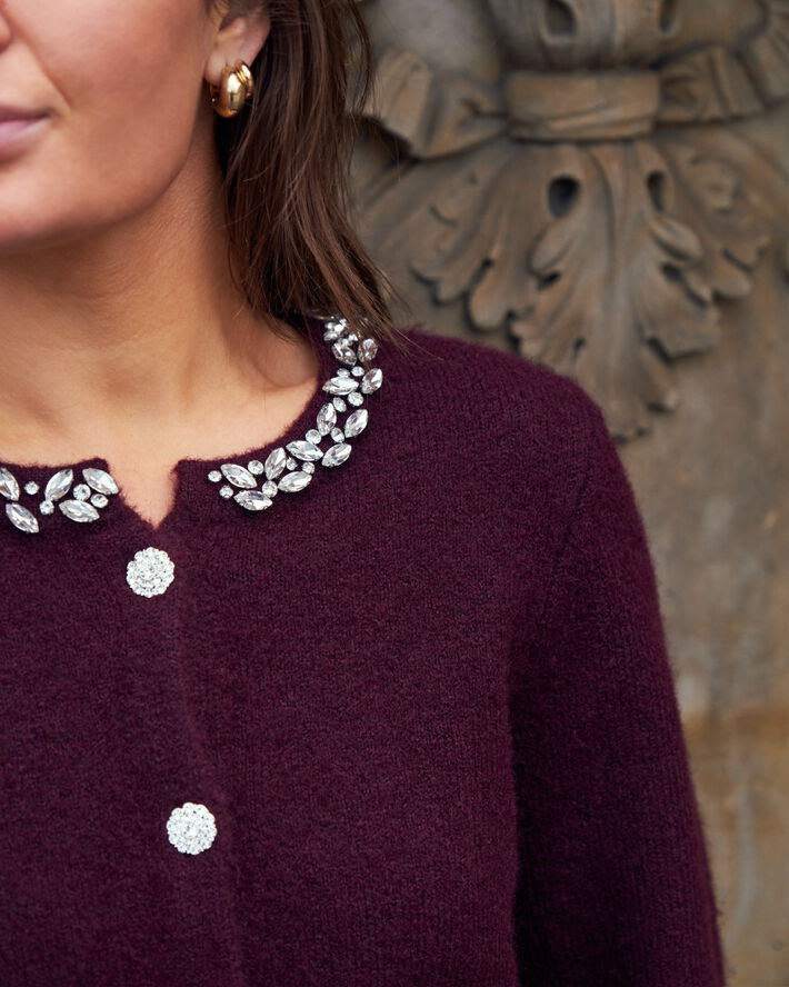 Neo Noir Marie Stone Knit Cardigan Wine