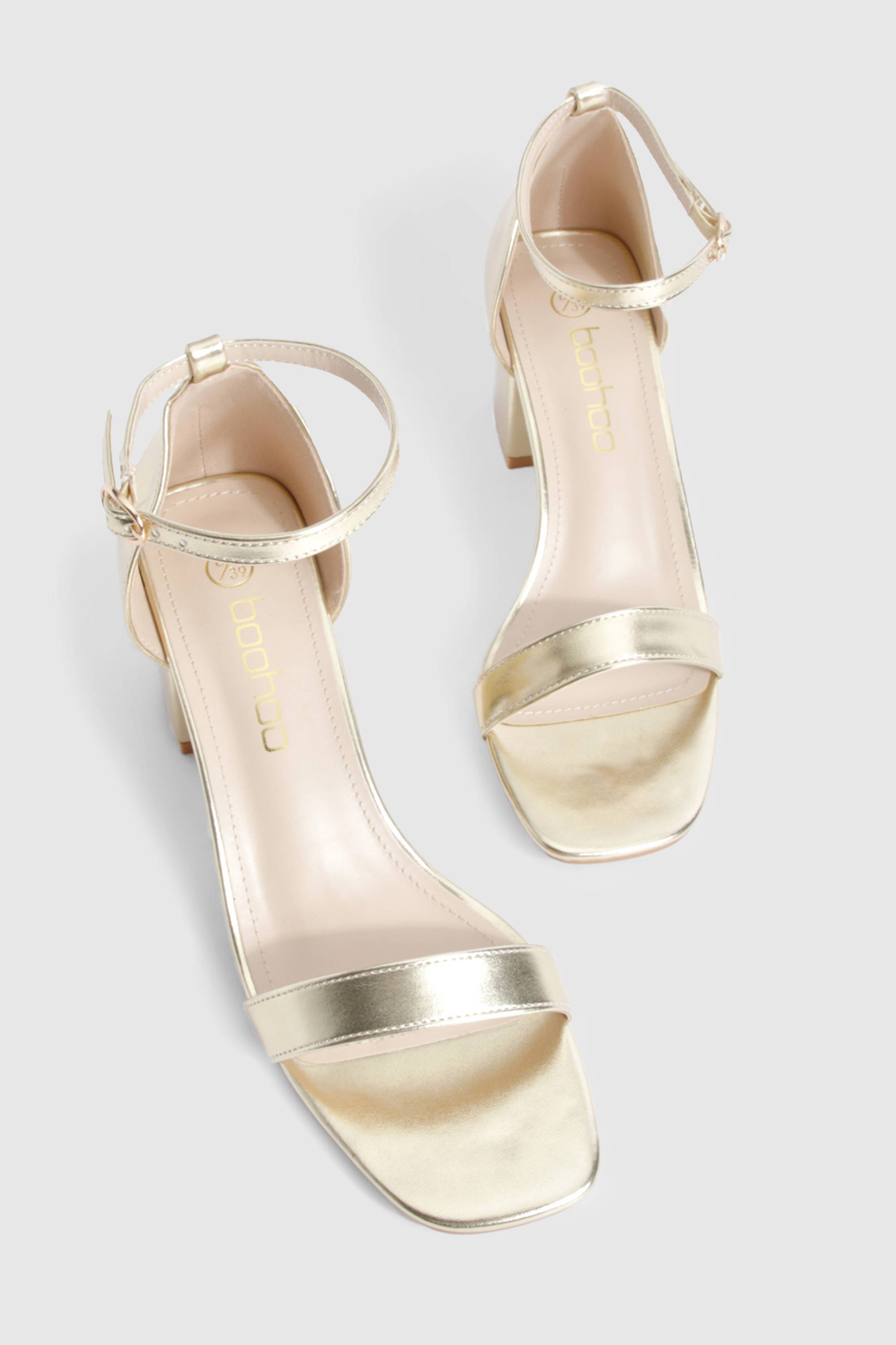boohoo Talons larges métalliques à bloc bas, effet minimaliste
