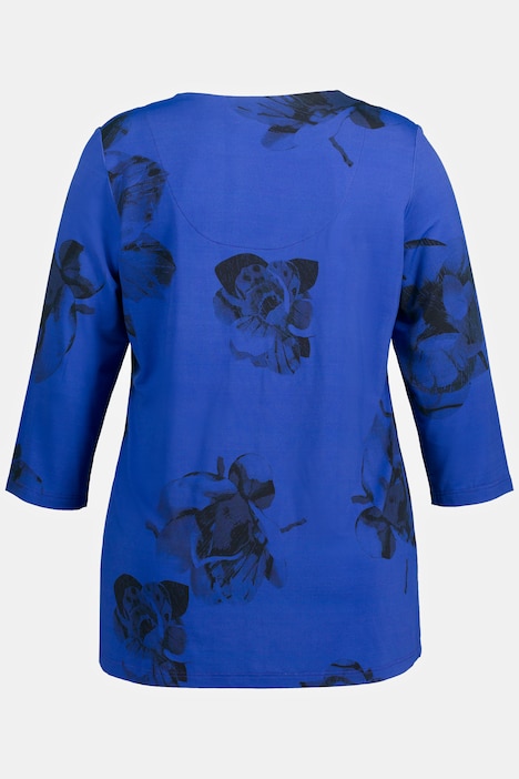 Slinkyshirt, Blüten, Herzausschnitt, 3/4-Arm