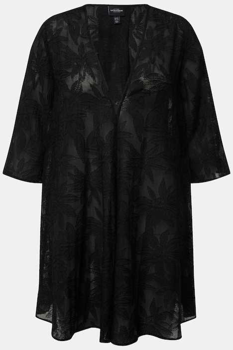 Jacke, A-Linie, offene Form, 3/4-Arm