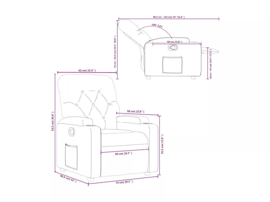 Fauteuil inclinable Crème Tissu
