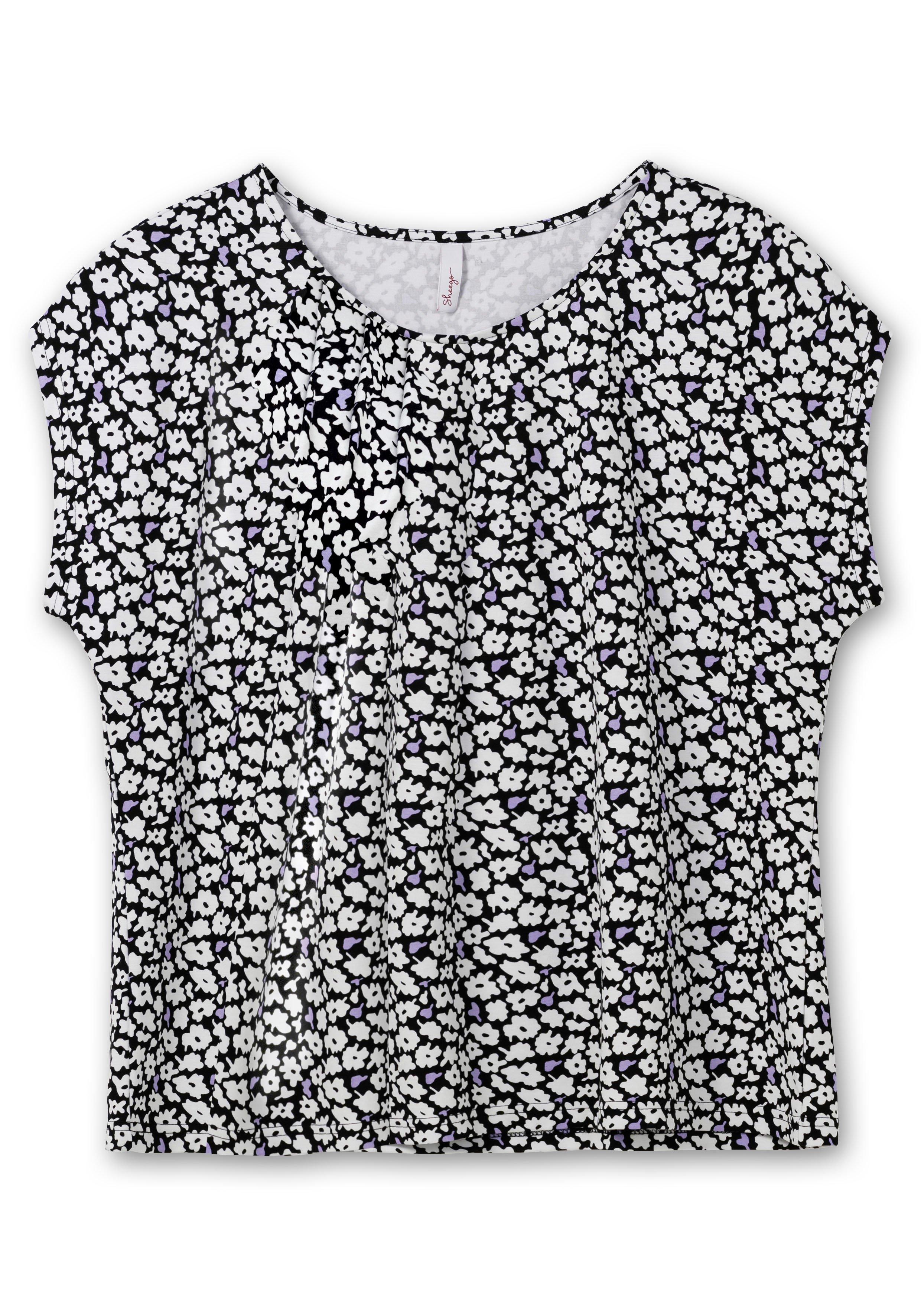 Shirt mit Blumendruck und dekorativen Falten