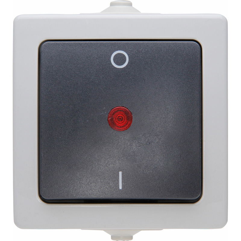 Kopp Nautic wipcontroleschakelaar 2-polig opbouw spatwaterdicht Mat antraciet/wit IP44